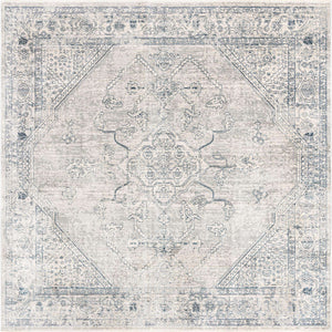Gray 10' 2 x 10' 2 Newport Square Area Rug 100% Polypropylene Traditional Distressed Classic Contemporary Carpet for Home Decor for Sale at Rug Engine