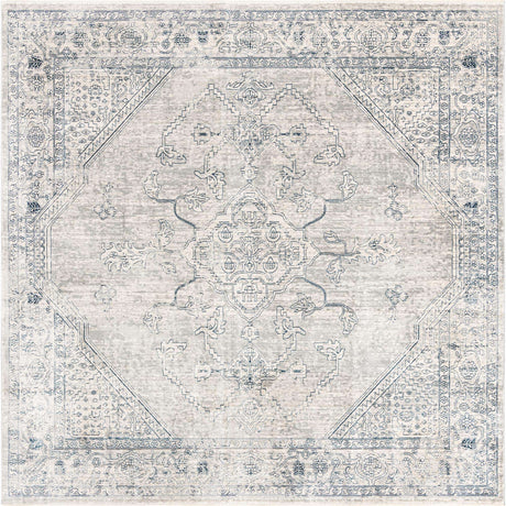 Gray 10' 2 x 10' 2 Newport Square Area Rug 100% Polypropylene Traditional Distressed Classic Contemporary Carpet for Home Decor for Sale at Rug Engine