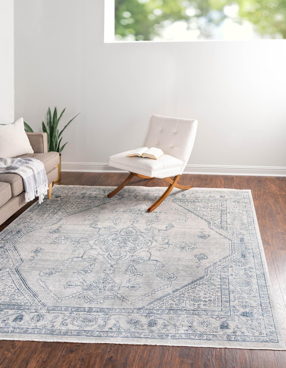 Gray 8' x 8' Newport Square Area Rug 100% Polypropylene Traditional Distressed Classic Contemporary Carpet for Home Decor for Sale at Rug Engine