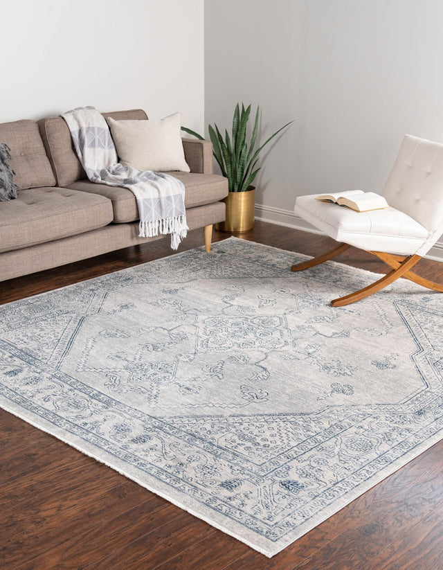 Gray 10' 2 x 10' 2 Newport Square Area Rug 100% Polypropylene Traditional Distressed Classic Contemporary Carpet for Home Decor for Sale at Rug Engine