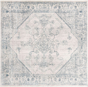 Gray 8' x 8' Newport Square Area Rug 100% Polypropylene Traditional Distressed Classic Contemporary Carpet for Home Decor for Sale at Rug Engine
