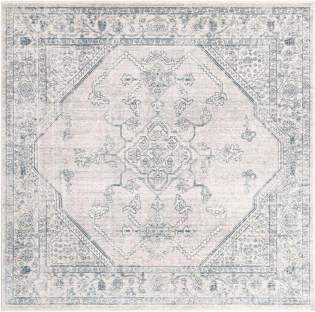 Gray 8' x 8' Newport Square Area Rug 100% Polypropylene Traditional Distressed Classic Contemporary Carpet for Home Decor for Sale at Rug Engine