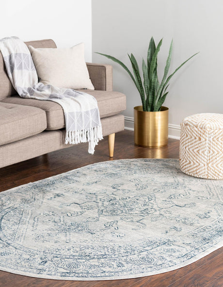 Gray 5' 3 x 8' Newport Oval Area Rug 100% Polypropylene Traditional Distressed Classic Contemporary Carpet for Home Decor for Sale at Rug Engine