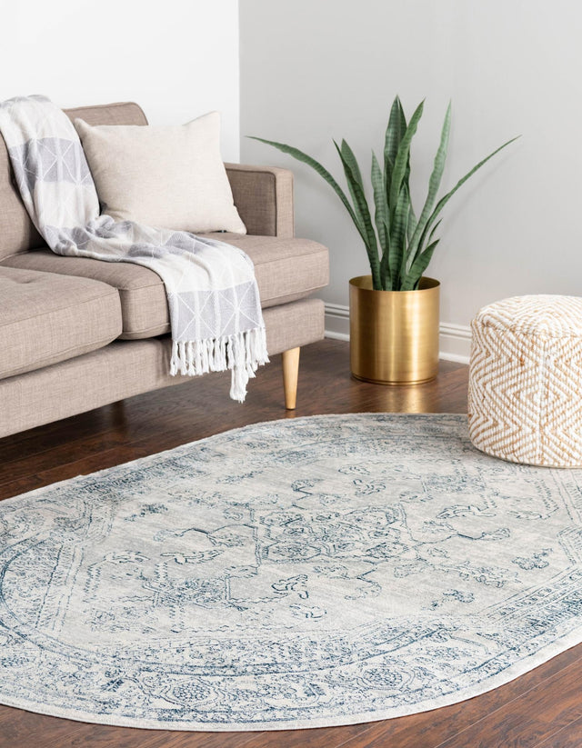 Gray 5' 3 x 8' Newport Oval Area Rug 100% Polypropylene Traditional Distressed Classic Contemporary Carpet for Home Decor for Sale at Rug Engine