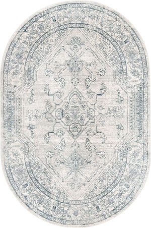 Gray 5' 3 x 8' Newport Oval Area Rug 100% Polypropylene Traditional Distressed Classic Contemporary Carpet for Home Decor for Sale at Rug Engine