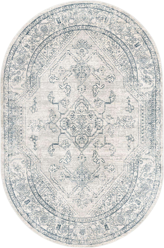 Gray 5' 3 x 8' Newport Oval Area Rug 100% Polypropylene Traditional Distressed Classic Contemporary Carpet for Home Decor for Sale at Rug Engine