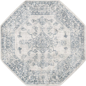 Gray 4' x 4' Newport Octagon Area Rug 100% Polypropylene Traditional Distressed Classic Contemporary Carpet for Home Decor for Sale at Rug Engine