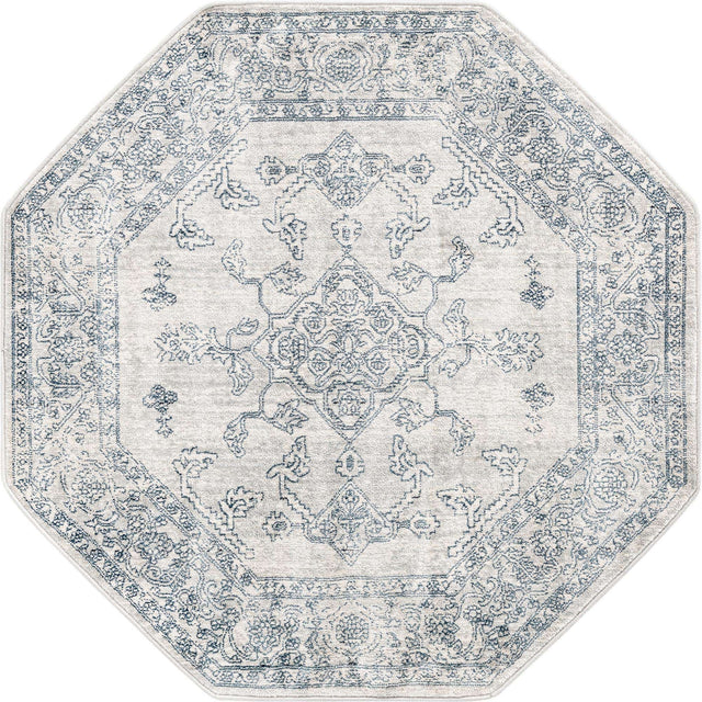 Gray 4' x 4' Newport Octagon Area Rug 100% Polypropylene Traditional Distressed Classic Contemporary Carpet for Home Decor for Sale at Rug Engine