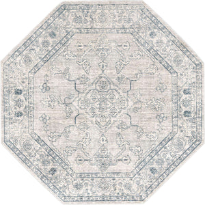 Gray 7' x 7' Newport Octagon Area Rug 100% Polypropylene Traditional Distressed Classic Contemporary Carpet for Home Decor for Sale at Rug Engine