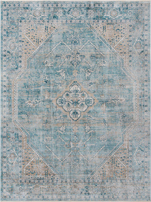 Blue 9' x 12' Newport Rectangle Area Rug 100% Polypropylene Traditional Distressed Classic Contemporary Carpet for Home Decor for Sale at Rug Engine