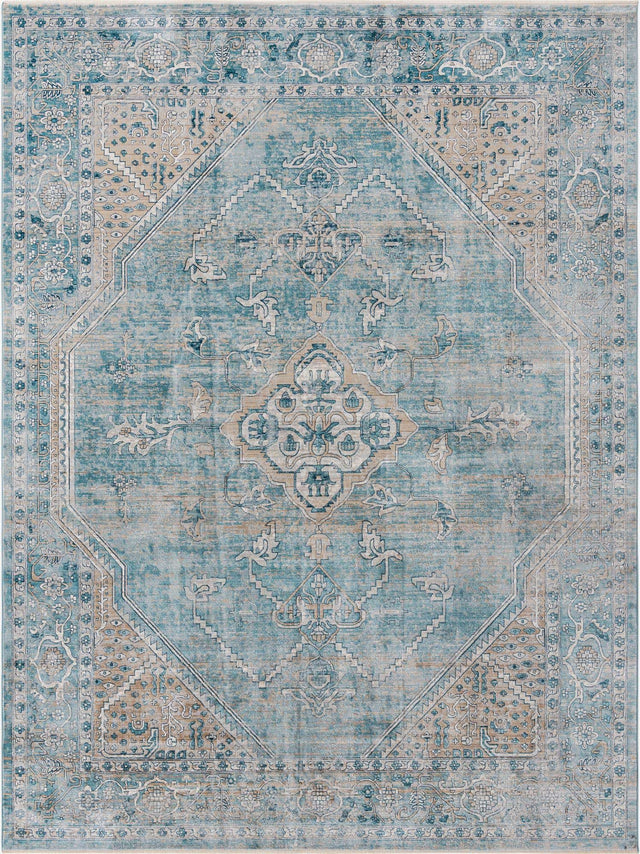 Blue 9' x 12' Newport Rectangle Area Rug 100% Polypropylene Traditional Distressed Classic Contemporary Carpet for Home Decor for Sale at Rug Engine