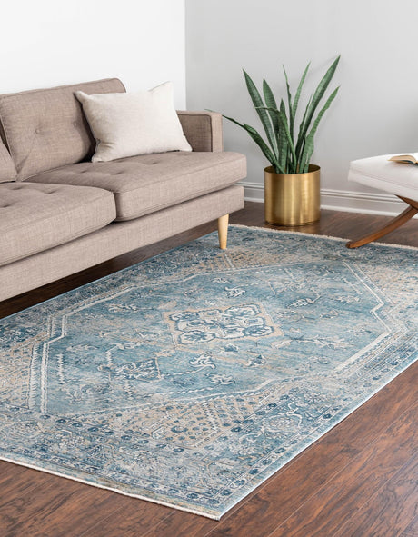 Blue 3' 3 x 5' 3 Newport Rectangle Area Rug 100% Polypropylene Traditional Distressed Classic Contemporary Carpet for Home Decor for Sale at Rug Engine