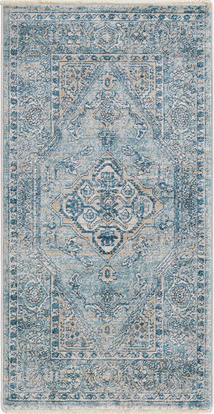 Blue 2' x 3' 11 Newport Runner Area Rug 100% Polypropylene Traditional Distressed Classic Contemporary Carpet for Home Decor for Sale at Rug Engine