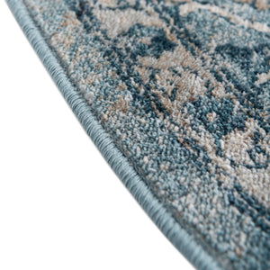 Blue 3' 11 x 3' 11 Newport Round Area Rug 100% Polypropylene Traditional Distressed Classic Contemporary Carpet for Home Decor for Sale at Rug Engine