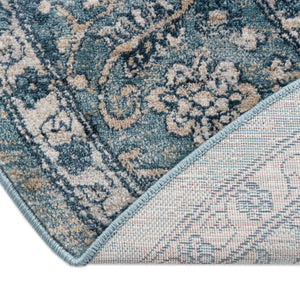 Blue 10' 2 x 10' 2 Newport Round Area Rug 100% Polypropylene Traditional Distressed Classic Contemporary Carpet for Home Decor for Sale at Rug Engine