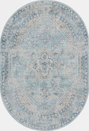Blue 4' x 5' 11 Newport Oval Area Rug 100% Polypropylene Traditional Distressed Classic Contemporary Carpet for Home Decor for Sale at Rug Engine