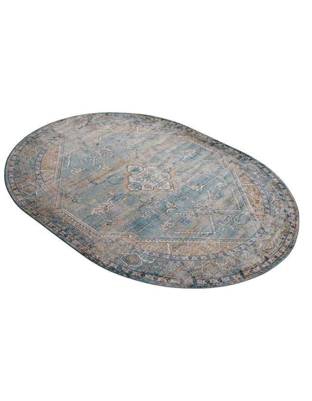 Blue 7' 10 x 10' 2 Newport Oval Area Rug 100% Polypropylene Traditional Distressed Classic Contemporary Carpet for Home Decor for Sale at Rug Engine