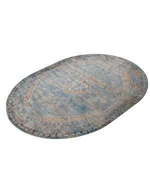 Blue 7' 10 x 10' 2 Newport Oval Area Rug 100% Polypropylene Traditional Distressed Classic Contemporary Carpet for Home Decor for Sale at Rug Engine