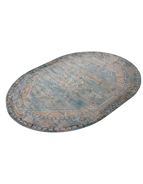 Blue 7' 10 x 10' 2 Newport Oval Area Rug 100% Polypropylene Traditional Distressed Classic Contemporary Carpet for Home Decor for Sale at Rug Engine