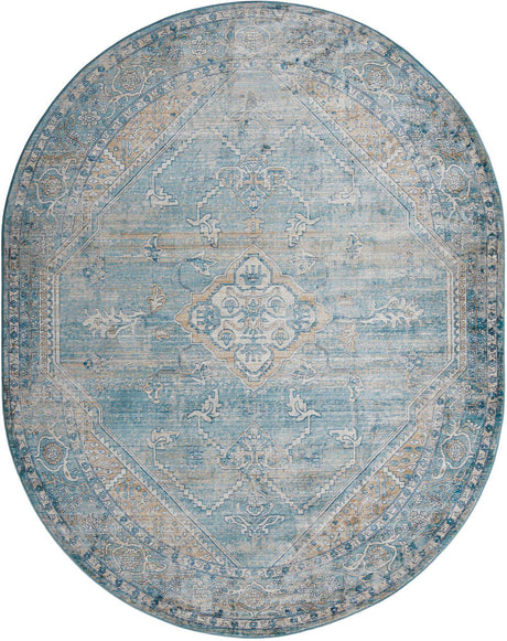 Blue 7' 10 x 10' 2 Newport Oval Area Rug 100% Polypropylene Traditional Distressed Classic Contemporary Carpet for Home Decor for Sale at Rug Engine