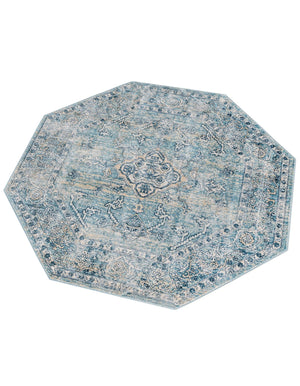 Blue 4' x 4' Newport Octagon Area Rug 100% Polypropylene Traditional Distressed Classic Contemporary Carpet for Home Decor for Sale at Rug Engine