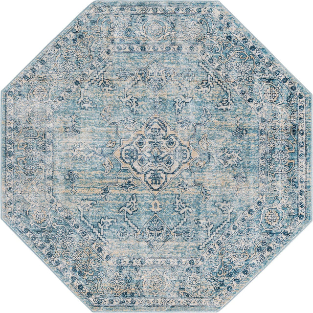 Blue 4' x 4' Newport Octagon Area Rug 100% Polypropylene Traditional Distressed Classic Contemporary Carpet for Home Decor for Sale at Rug Engine