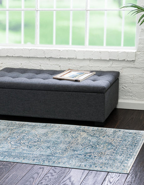 Blue 2' x 8' Newport Runner Area Rug 100% Polypropylene Traditional Distressed Classic Contemporary Carpet for Home Decor for Sale at Rug Engine