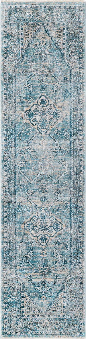 Blue 2' x 8' Newport Runner Area Rug 100% Polypropylene Traditional Distressed Classic Contemporary Carpet for Home Decor for Sale at Rug Engine