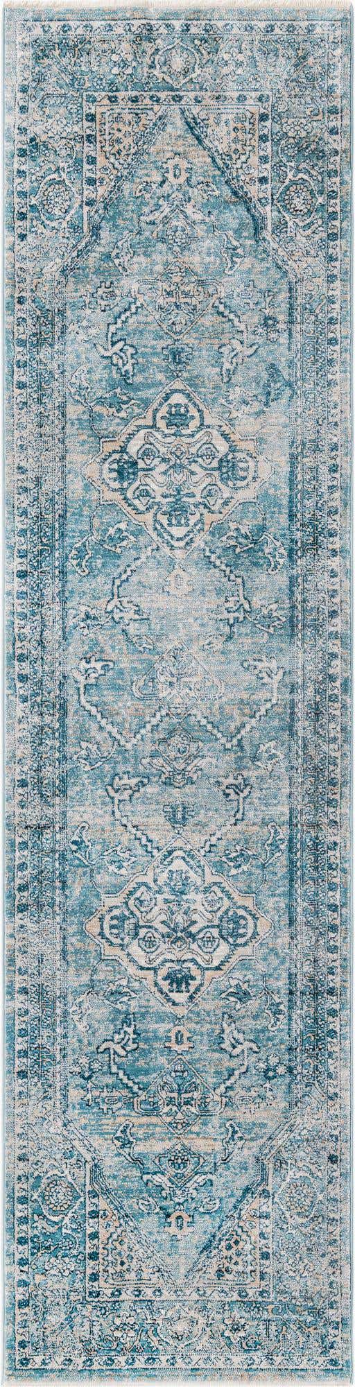 Blue 2' x 8' Newport Runner Area Rug 100% Polypropylene Traditional Distressed Classic Contemporary Carpet for Home Decor for Sale at Rug Engine