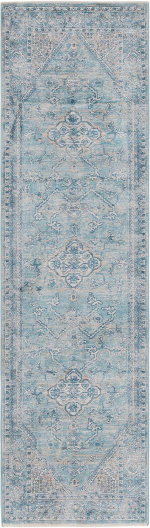 Blue 2' 7 x 10' 2 Newport Runner Area Rug 100% Polypropylene Traditional Distressed Classic Contemporary Carpet for Home Decor for Sale at Rug Engine