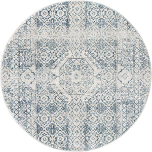 Gray 3' 11 x 3' 11 Newport Round Area Rug 100% Polypropylene Traditional Distressed Classic Contemporary Carpet for Home Decor for Sale at Rug Engine
