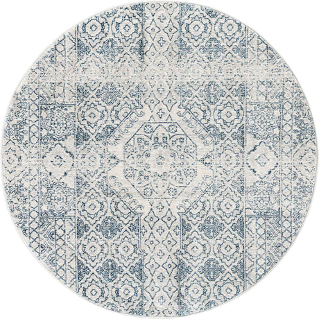 Gray 3' 11 x 3' 11 Newport Round Area Rug 100% Polypropylene Traditional Distressed Classic Contemporary Carpet for Home Decor for Sale at Rug Engine