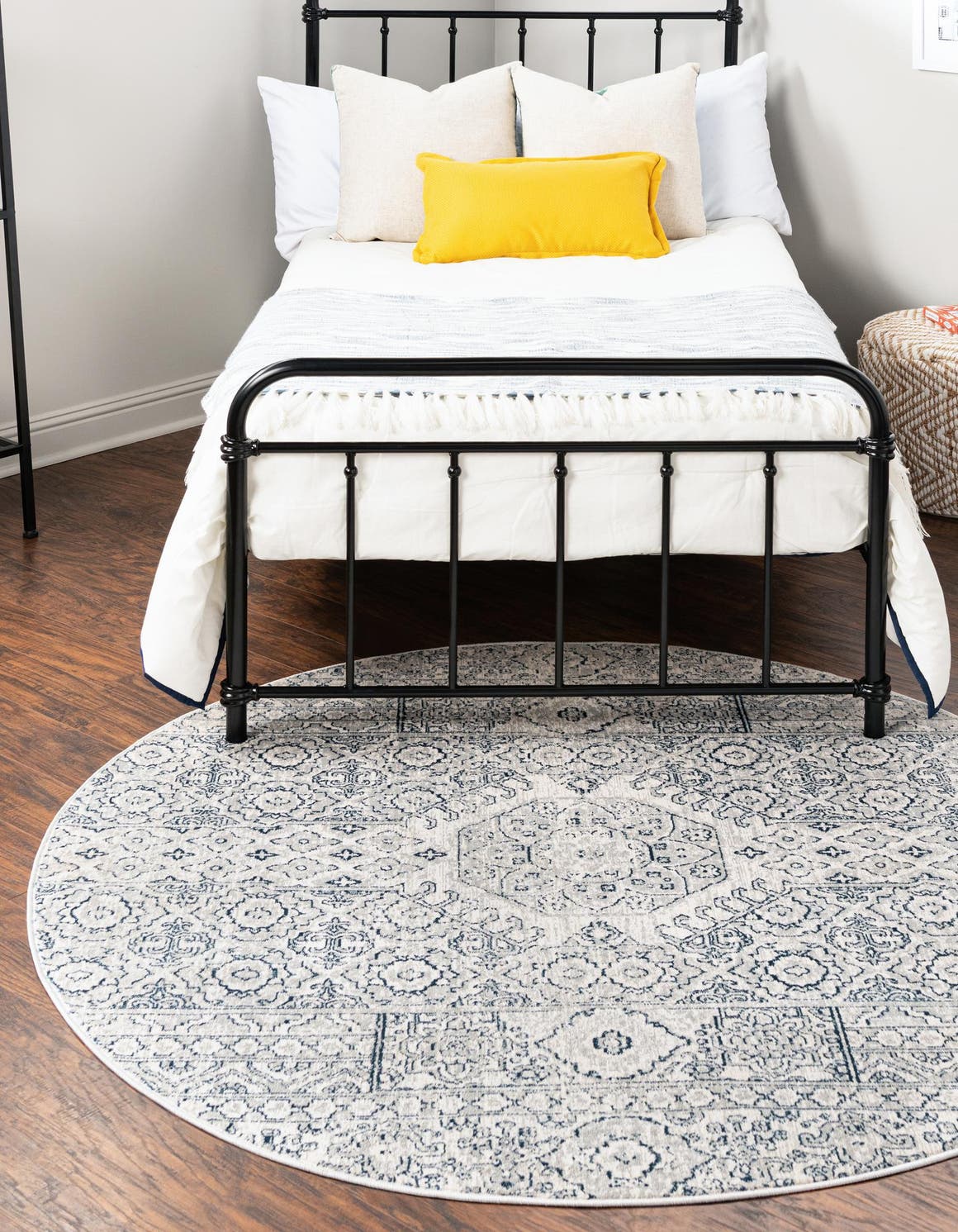 Gray 10' 2 x 10' 2 Newport Round Area Rug 100% Polypropylene Traditional Distressed Classic Contemporary Carpet for Home Decor for Sale at Rug Engine