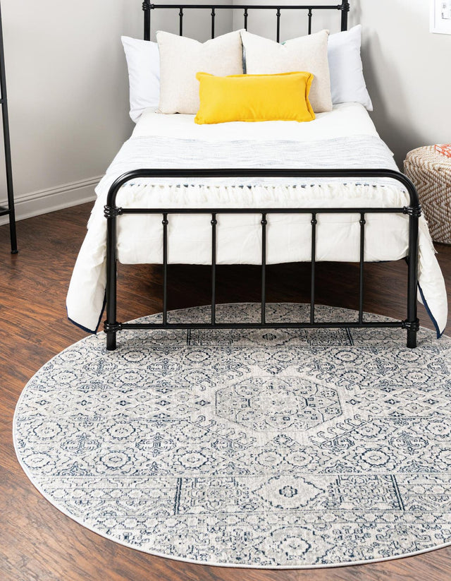 Gray 10' 2 x 10' 2 Newport Round Area Rug 100% Polypropylene Traditional Distressed Classic Contemporary Carpet for Home Decor for Sale at Rug Engine