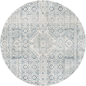 Gray 7' x 7' Newport Round Area Rug 100% Polypropylene Traditional Distressed Classic Contemporary Carpet for Home Decor for Sale at Rug Engine