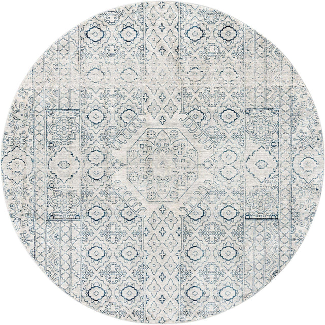 Gray 7' x 7' Newport Round Area Rug 100% Polypropylene Traditional Distressed Classic Contemporary Carpet for Home Decor for Sale at Rug Engine