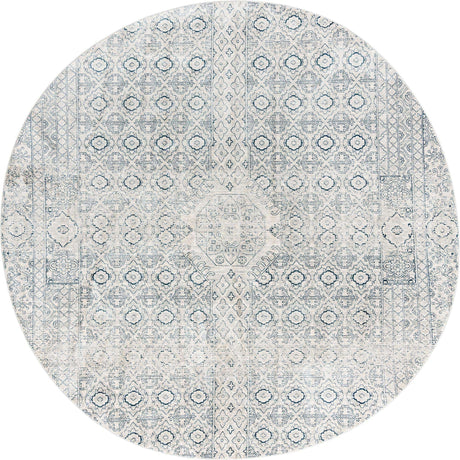 Gray 10' 2 x 10' 2 Newport Round Area Rug 100% Polypropylene Traditional Distressed Classic Contemporary Carpet for Home Decor for Sale at Rug Engine