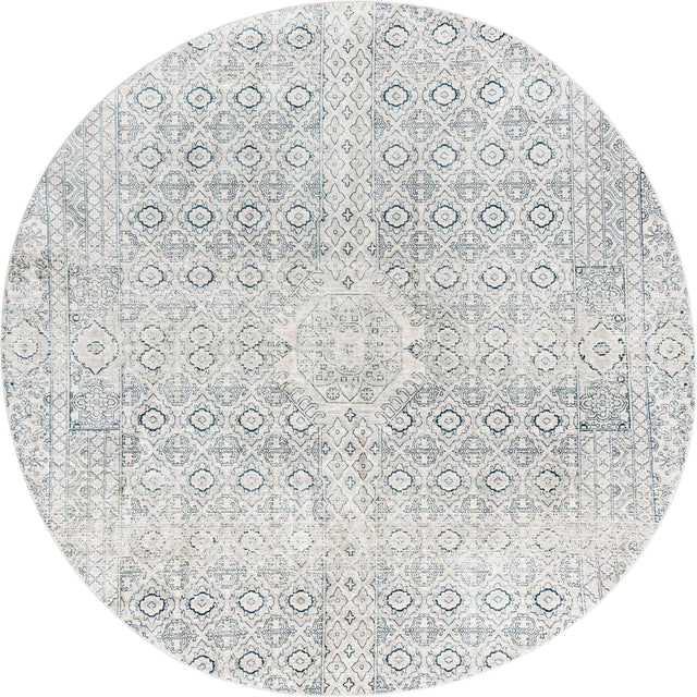 Gray 10' 2 x 10' 2 Newport Round Area Rug 100% Polypropylene Traditional Distressed Classic Contemporary Carpet for Home Decor for Sale at Rug Engine