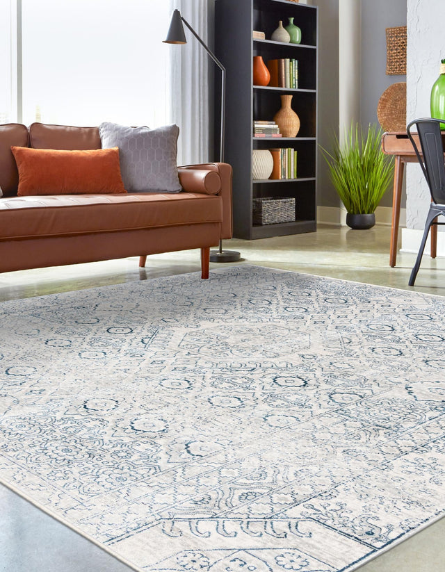 Gray 10' 2 x 10' 2 Newport Square Area Rug 100% Polypropylene Traditional Distressed Classic Contemporary Carpet for Home Decor for Sale at Rug Engine
