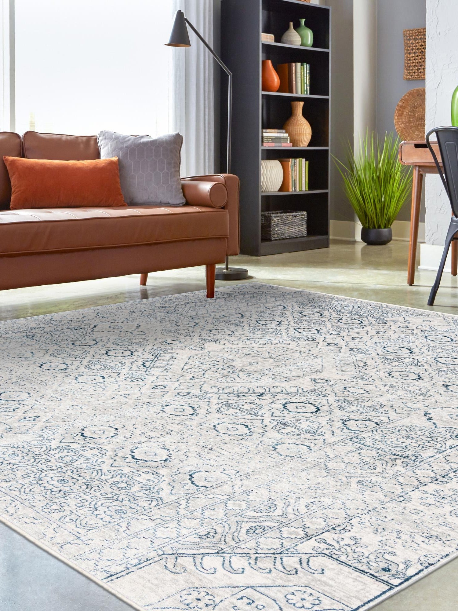Gray 8' x 8' Newport Square Area Rug 100% Polypropylene Traditional Distressed Classic Contemporary Carpet for Home Decor for Sale at Rug Engine