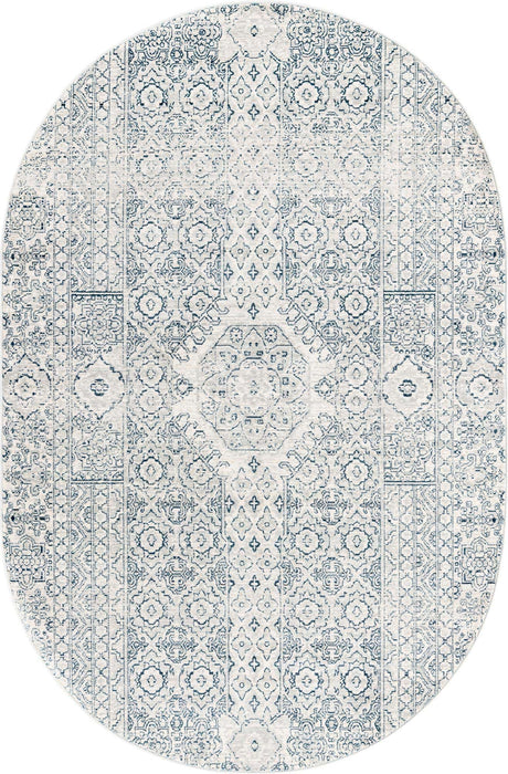 Gray 5' 3 x 8' Newport Oval Area Rug 100% Polypropylene Traditional Distressed Classic Contemporary Carpet for Home Decor for Sale at Rug Engine