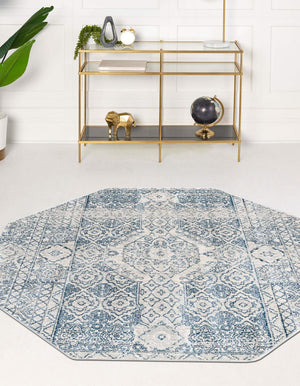 Gray 7' x 7' Newport Octagon Area Rug 100% Polypropylene Traditional Distressed Classic Contemporary Carpet for Home Decor for Sale at Rug Engine