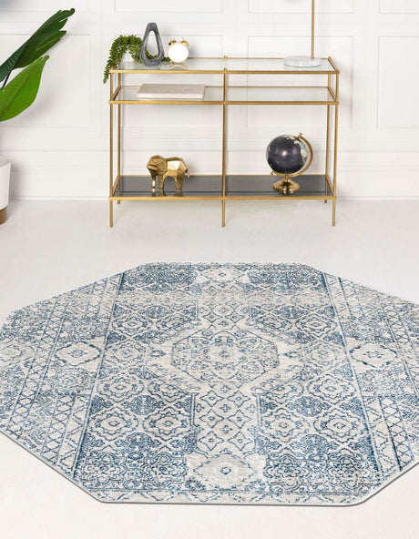 Gray 4' x 4' Newport Octagon Area Rug 100% Polypropylene Traditional Distressed Classic Contemporary Carpet for Home Decor for Sale at Rug Engine