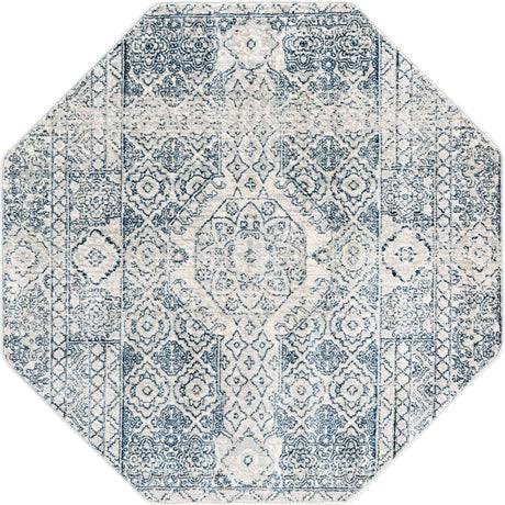Gray 4' x 4' Newport Octagon Area Rug 100% Polypropylene Traditional Distressed Classic Contemporary Carpet for Home Decor for Sale at Rug Engine