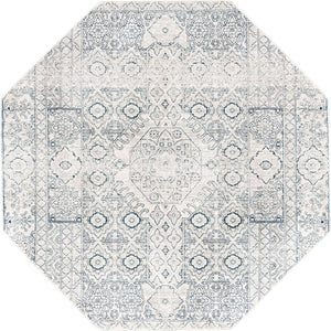 Gray 7' x 7' Newport Octagon Area Rug 100% Polypropylene Traditional Distressed Classic Contemporary Carpet for Home Decor for Sale at Rug Engine