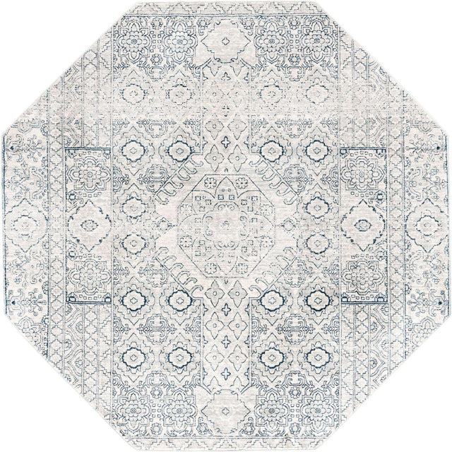 Gray 7' x 7' Newport Octagon Area Rug 100% Polypropylene Traditional Distressed Classic Contemporary Carpet for Home Decor for Sale at Rug Engine