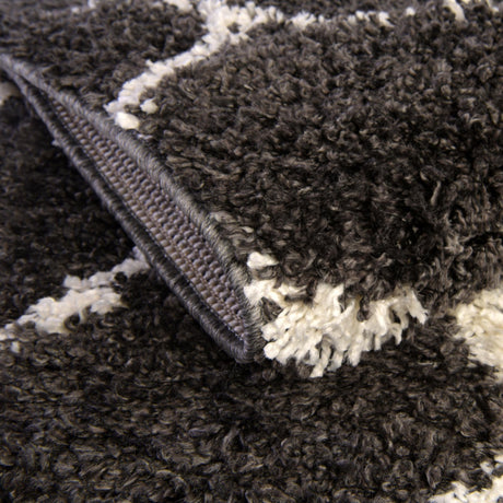 Black and White 7' 10 x 10' Hygge Shag Rectangle Area Rug Thick Soft Touch Fluffy & Plush Shaggy Pile 100% Polypropylene With Jute Backing Modern Carpet for Sale at Rug Engine