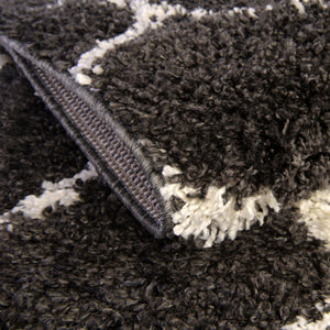 Black and White 3' 3 x 3' 3 Hygge Shag Round Area Rug Thick Soft Touch Fluffy & Plush Shaggy Pile 100% Polypropylene With Jute Backing Modern Carpet for Sale at Rug Engine