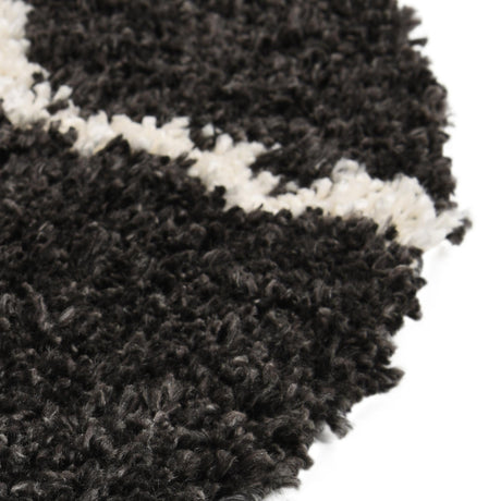 Black and White 3' 3 x 3' 3 Hygge Shag Round Area Rug Thick Soft Touch Fluffy & Plush Shaggy Pile 100% Polypropylene With Jute Backing Modern Carpet for Sale at Rug Engine