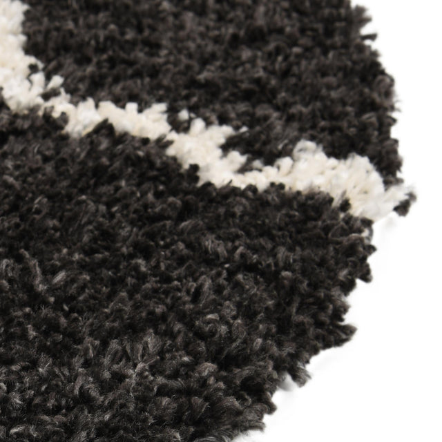 Black and White 5' 3 x 5' 3 Hygge Shag Round Area Rug Thick Soft Touch Fluffy & Plush Shaggy Pile 100% Polypropylene With Jute Backing Modern Carpet for Sale at Rug Engine